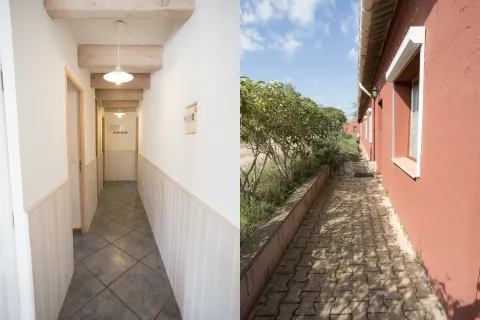 Couloir et accès sans marche du gîte Garrigue adapté PMR